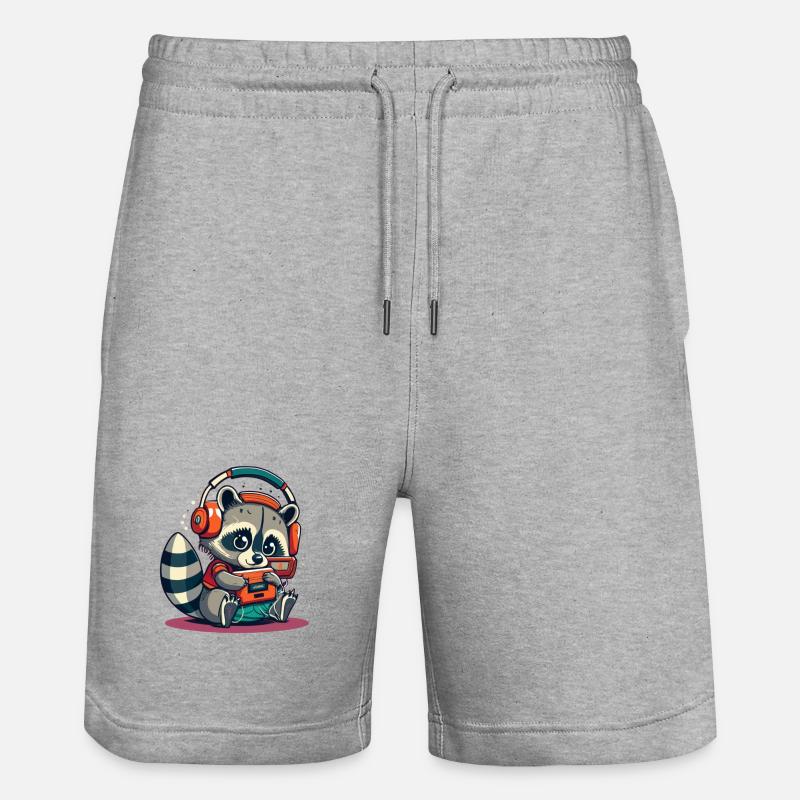 Raccoon Cassette Cuffie - Pantaloncini da jogger ecologici unisex Trainer di Stanley/Stella - grigio melange