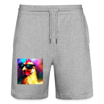 Fancy Chicken IV - Stanley/Stella Unisex Bio Joggingshorts Trainer  - Grau meliert - Vorne - Nik (191cm) & Marisol (170cm)