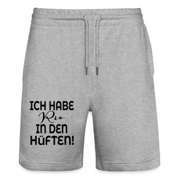 TANZEN HÜFTE BEWEGUNG - Stanley/Stella Unisex Bio Joggingshorts Trainer  - Grau meliert - Vorne - Nik (191cm) & Marisol (170cm)