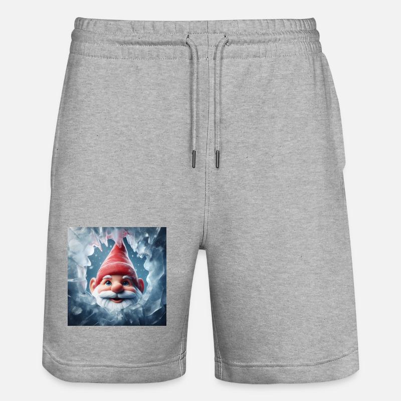 Wichtel schaut durch Eis - Stanley/Stella Unisex Bio Joggingshorts Trainer - Grau meliert