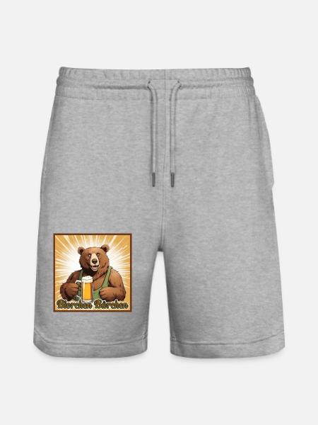 Bierchen Bärchen - Stanley/Stella Unisex Bio Joggingshorts Trainer - Grau meliert