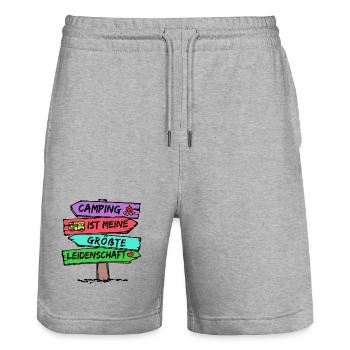 Campingplatz Camping Wanderer Wohnmobil Statement - Stanley/Stella Unisex Bio Joggingshorts Trainer  - Grau meliert - Vorne - Nik (191cm) & Marisol (170cm)