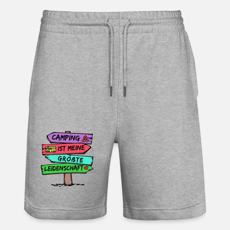 Campingplatz Camping Wanderer Wohnmobil Statement - Stanley/Stella Unisex Bio Joggingshorts Trainer  - Grau meliert