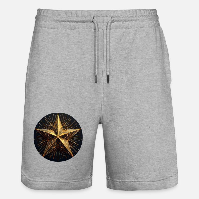 Étoile polygonale dorée - Short de jogging bio TRAINER Stanley/Stella unisexe - gris chiné