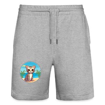 Ocelot Watercolor Cartoon Kawaii Clipart Animal - Stanley/Stella Trainer Unisex Organic Jogging Shorts - heather grey - Front - Nik (191cm) & Marisol (170cm)