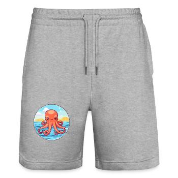Octopus Watercolor Cartoon Kawaii Clipart Animal - Stanley/Stella Trainer Unisex Organic Jogging Shorts - heather grey - Front - Nik (191cm) & Marisol (170cm)