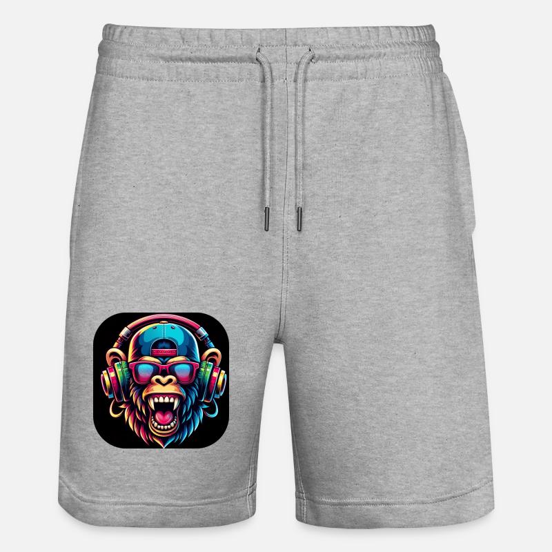 Singe Coloré Dents Rugissement Cap - Short de jogging bio TRAINER Stanley/Stella unisexe - gris chiné
