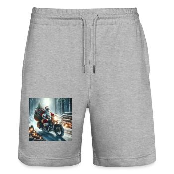 Weihnachts Design 8 - Stanley/Stella Unisex Bio Joggingshorts Trainer  - Grau meliert - Vorne - Nik (191cm) & Marisol (170cm)