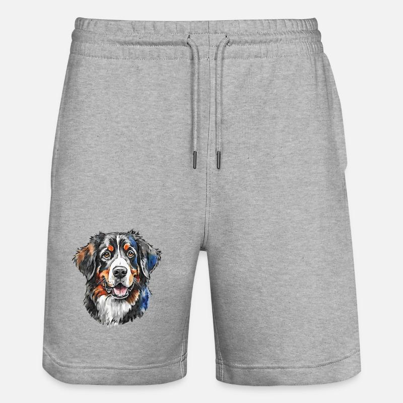Portrait de bouvier bernois - Short de jogging bio TRAINER Stanley/Stella unisexe - gris chiné