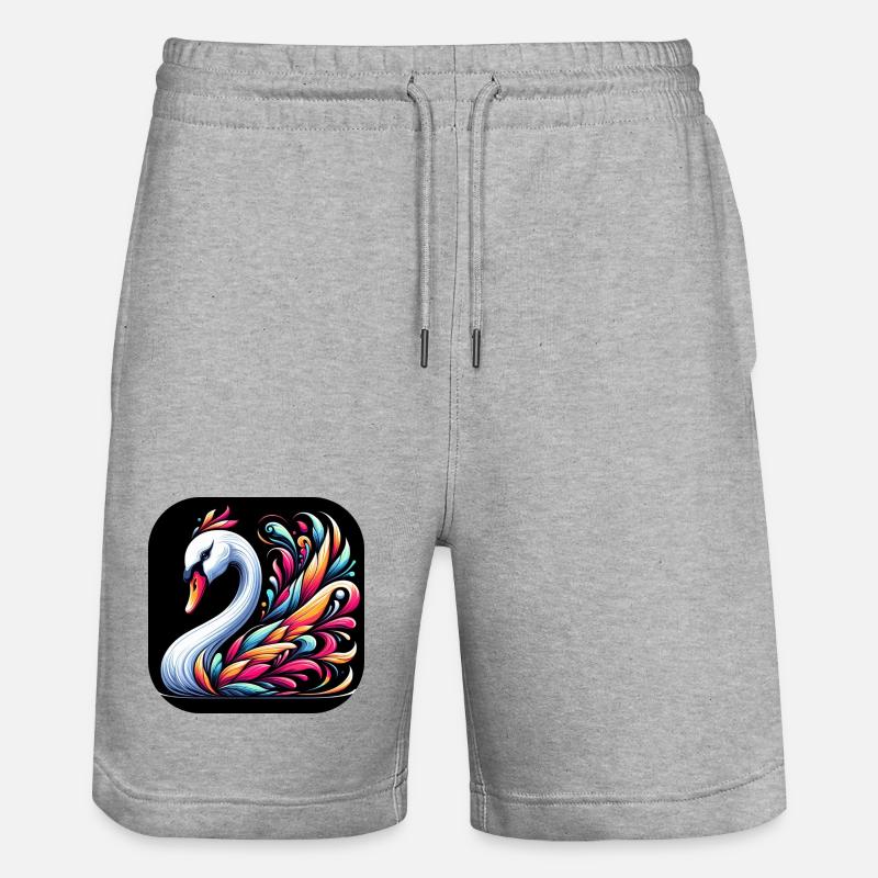 Schwan Tier bunt Comic Cartoon - Stanley/Stella Unisex Bio Joggingshorts Trainer - Grau meliert