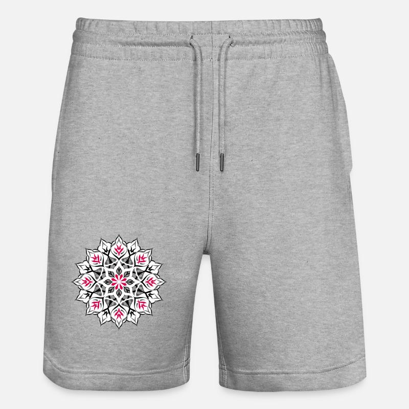 Dessin mandala dotwork - Short de jogging bio TRAINER Stanley/Stella unisexe - gris chiné