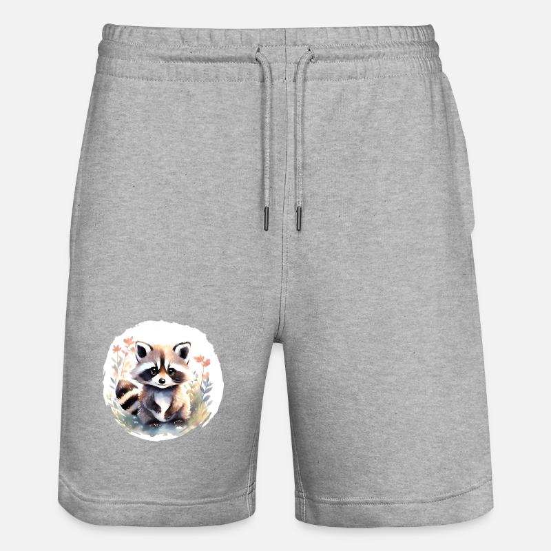 Aquarelle de raton laveur - Short de jogging bio TRAINER Stanley/Stella unisexe - gris chiné