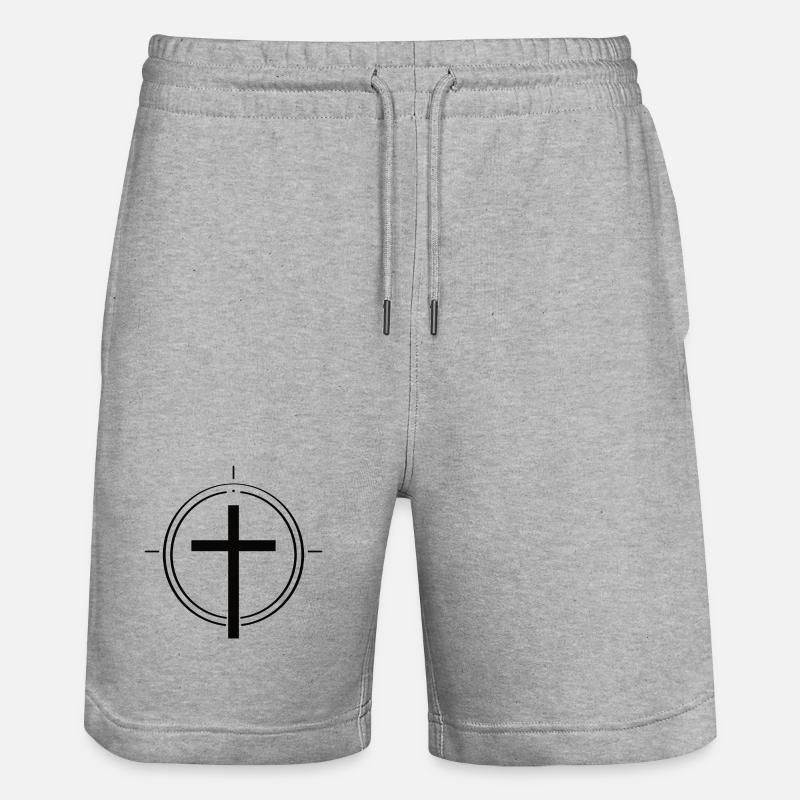Simplement chrétien – Croix de la foi - Short de jogging bio TRAINER Stanley/Stella unisexe - gris chiné