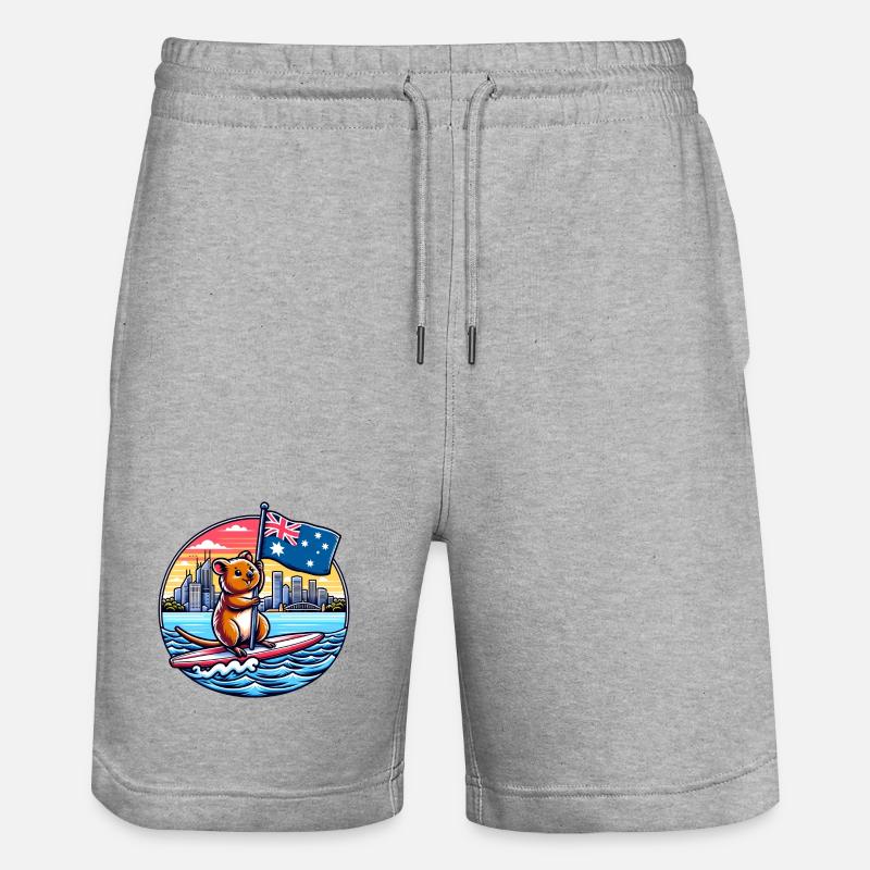 Design de surf australien Quokka - Short de jogging bio TRAINER Stanley/Stella unisexe - gris chiné