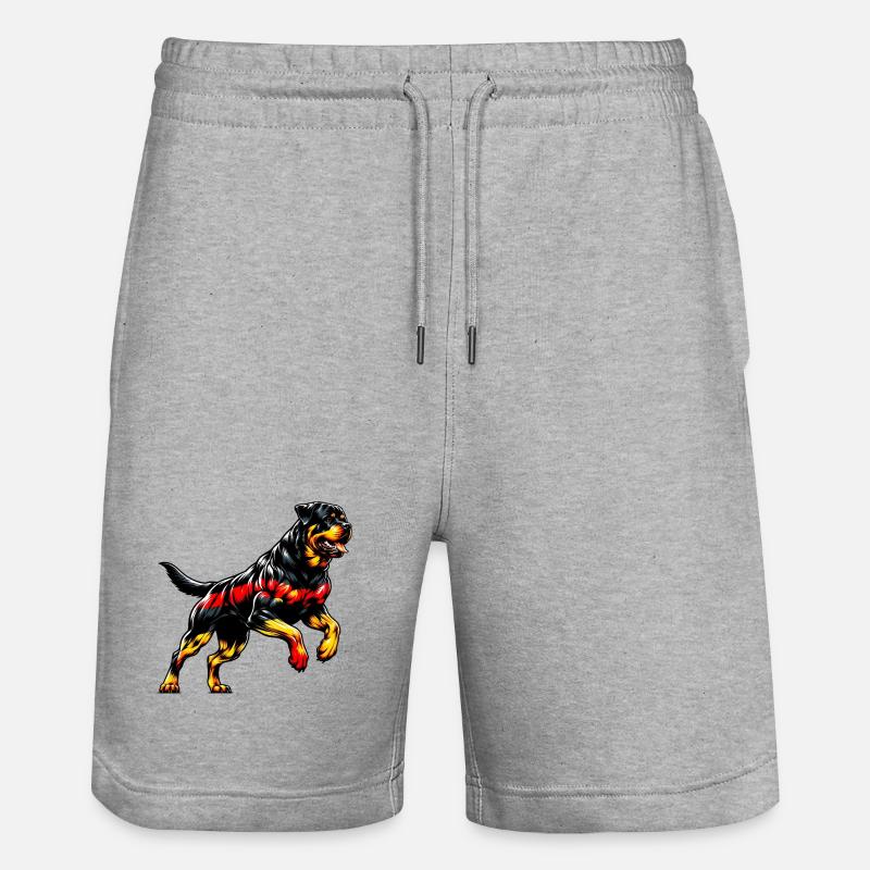 Design de chien Rottweiler Allemagne - Short de jogging bio TRAINER Stanley/Stella unisexe - gris chiné