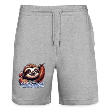 Offizielles Schlafshirt - Stanley/Stella Unisex Bio Joggingshorts Trainer  - Grau meliert - Vorne - Nik (191cm) & Marisol (170cm)