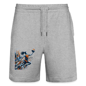 Conception de dunk de basket-ball femme - Short de jogging bio TRAINER Stanley/Stella unisexe - gris chiné - Devant - Nik (191cm) & Marisol (170cm)