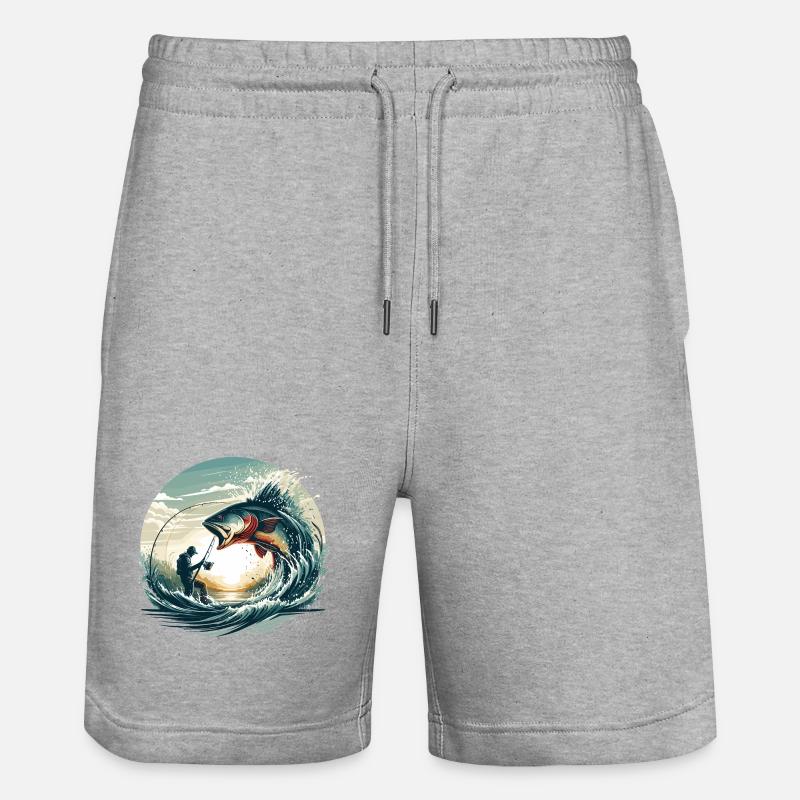 Pêche pêcheur dynamique cadeau - Short de jogging bio TRAINER Stanley/Stella unisexe - gris chiné