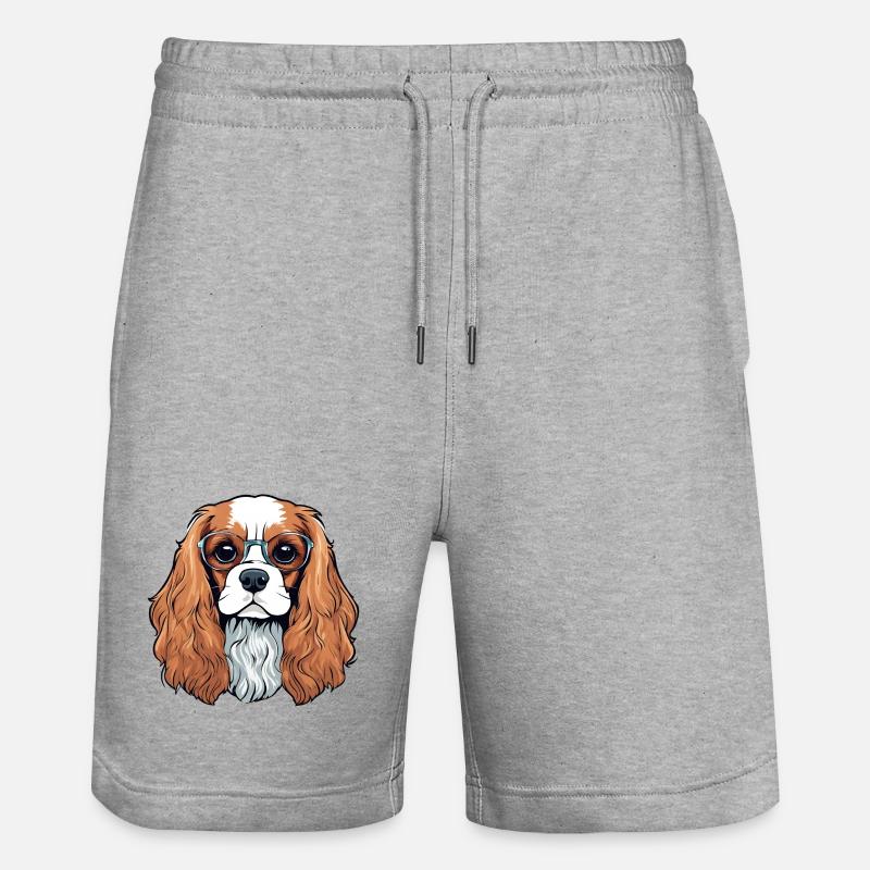 cavalier King Charles, chien, chien mignon - Short de jogging bio TRAINER Stanley/Stella unisexe - gris chiné