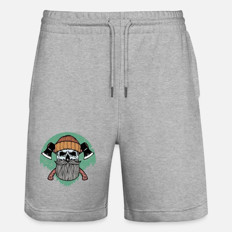 Bûcheron hache boiserie bois solide mètre - Short de jogging bio TRAINER Stanley/Stella unisexe - gris chiné