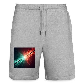 Zwei Zauberstäbe im Kampf - Stanley/Stella Unisex Bio Joggingshorts Trainer  - Grau meliert - Vorne - Nik (191cm) & Marisol (170cm)