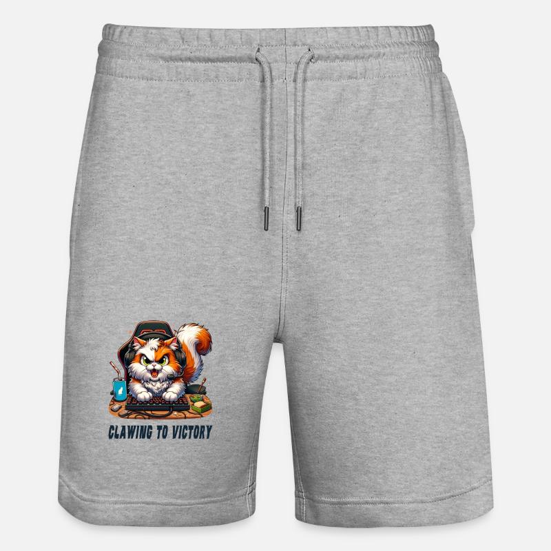 Design de jeu pour chats - Short de jogging bio TRAINER Stanley/Stella unisexe - gris chiné