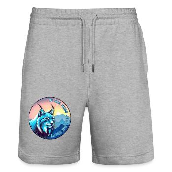 Luchs bei Sonnenuntergang – Ruhe und Kraft - Stanley/Stella Unisex Bio Joggingshorts Trainer  - Grau meliert - Vorne - Nik (191cm) & Marisol (170cm)
