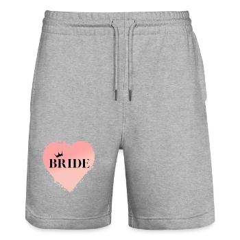 Team Bride-Herz! Personalisierbar - Stanley/Stella Unisex Bio Joggingshorts Trainer  - Grau meliert - Vorne - Nik (191cm) & Marisol (170cm)