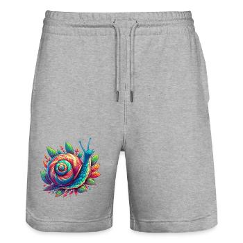 Schnecke - Stanley/Stella Unisex Bio Joggingshorts Trainer  - Grau meliert - Vorne - Nik (191cm) & Marisol (170cm)