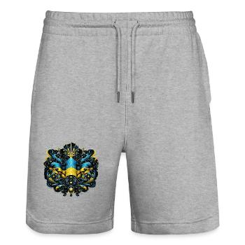 Ukraine Drapeau ukrainien Drapeau Liberté - Short de jogging bio TRAINER Stanley/Stella unisexe - gris chiné - Devant - Nik (191cm) & Marisol (170cm)
