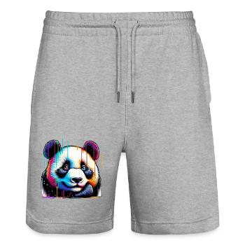 Panda - Short de jogging bio TRAINER Stanley/Stella unisexe - gris chiné - Devant - Nik (191cm) & Marisol (170cm)