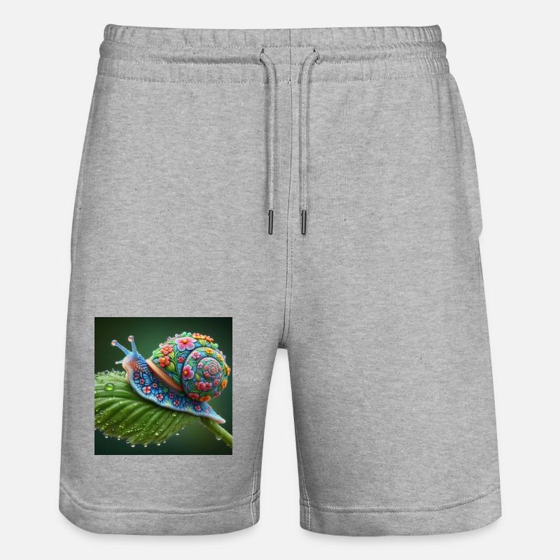 Escargot en fleurs - Short de jogging bio TRAINER Stanley/Stella unisexe - gris chiné