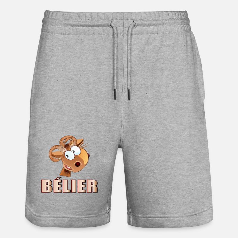 Bélier Anniversaire mars avril - Short de jogging bio TRAINER Stanley/Stella unisexe - gris chiné