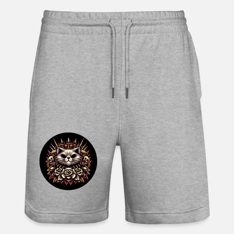 Evil cat - Stanley/Stella Unisex Bio Joggingshorts Trainer  - Grau meliert