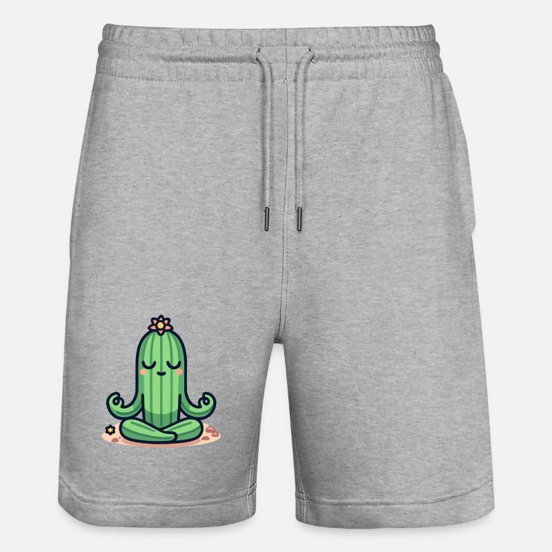 Cactus Zen - Pose de plante paisible - Short de jogging bio TRAINER Stanley/Stella unisexe - gris chiné