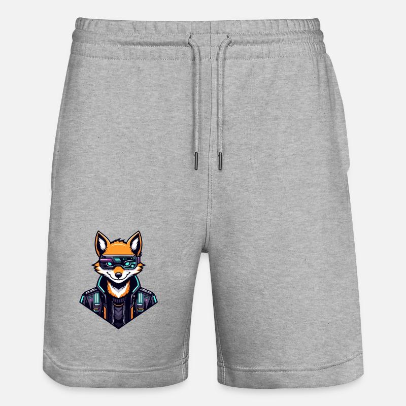 Cyber Fox Neon Tech Wild - Stanley/Stella Unisex Bio Joggingshorts Trainer  - Grau meliert