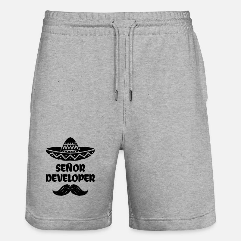 Developer Statement Scripting Dev Computergeek - Stanley/Stella Trainer Unisex Organic Jogging Shorts - heather grey