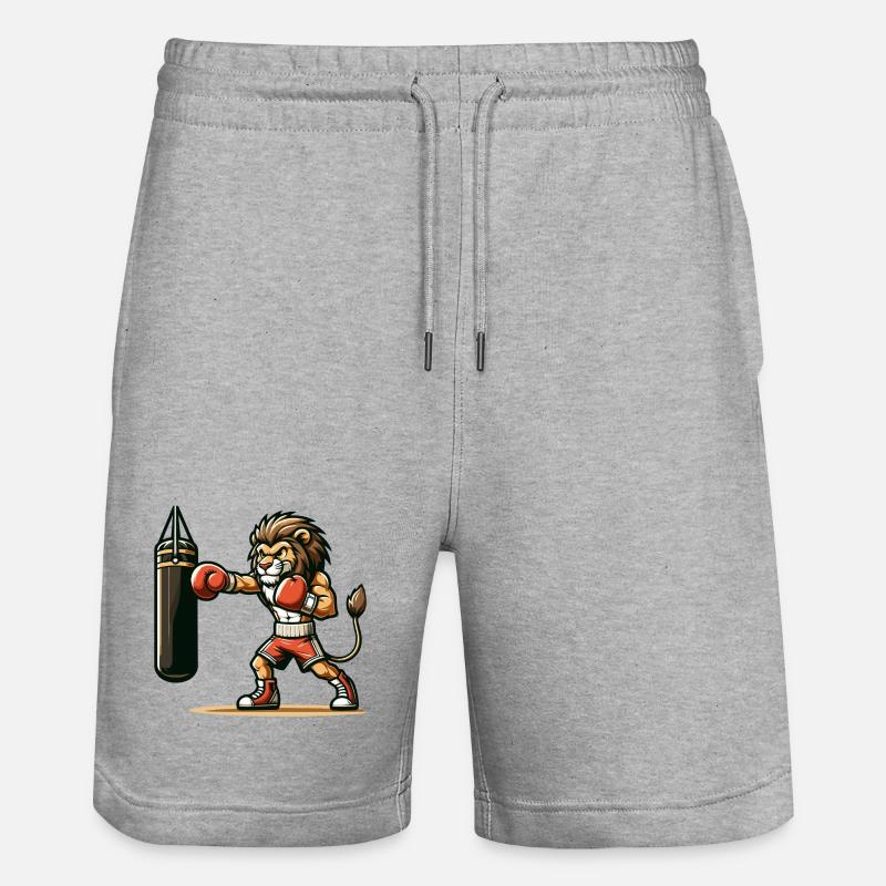 Punchline King: Der Boxlöwe - Stanley/Stella Unisex Bio Joggingshorts Trainer  - Grau meliert