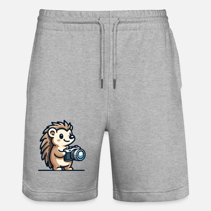 Schnappschuss-Igel: Der Shutterbug-Kumpel - Stanley/Stella Unisex Bio Joggingshorts Trainer  - Grau meliert