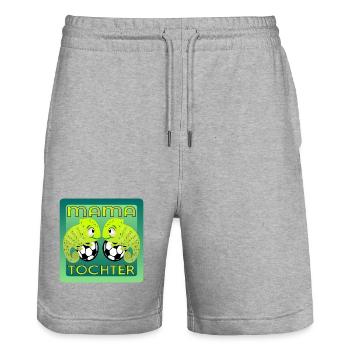 MUTTERTAG FUßBALL TOCHTER MAMA - Stanley/Stella Unisex Bio Joggingshorts Trainer  - Grau meliert - Vorne - Nik (191cm) & Marisol (170cm)