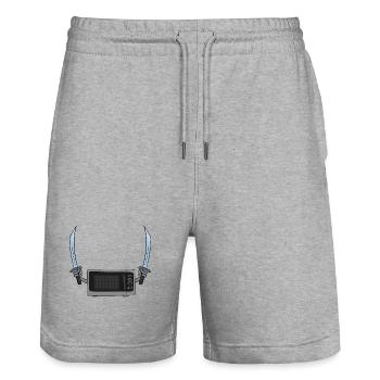 Microwave oven and the sword - Stanley/Stella Trainer Unisex Organic Jogging Shorts - heather grey - Front - Nik (191cm) & Marisol (170cm)