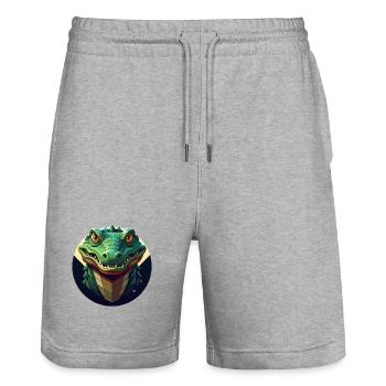 Crocodrago géométrique circulaire - Short de jogging bio TRAINER Stanley/Stella unisexe - gris chiné - Devant - Nik (191cm) & Marisol (170cm)