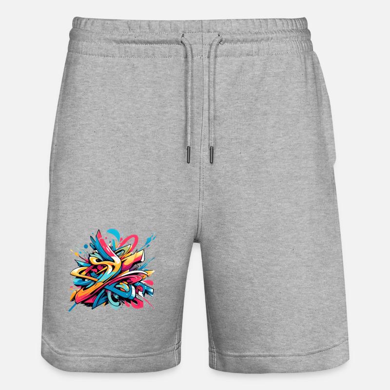 Coole bunte dynamische Graffiti-Illustration - Stanley/Stella Unisex Bio Joggingshorts Trainer  - Grau meliert