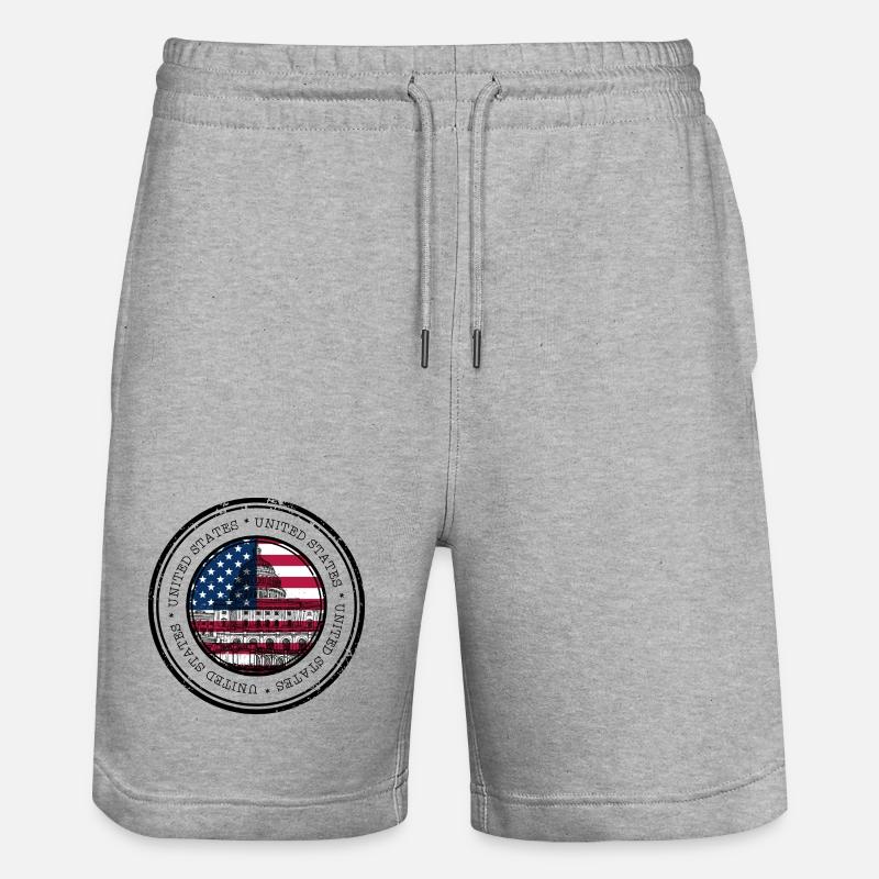 Drapeau du Capitole Cercle Emblème - Short de jogging bio TRAINER Stanley/Stella unisexe - gris chiné