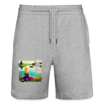 Was Du hast können viele haben... - Stanley/Stella Unisex Bio Joggingshorts Trainer  - Grau meliert - Vorne - Nik (191cm) & Marisol (170cm)