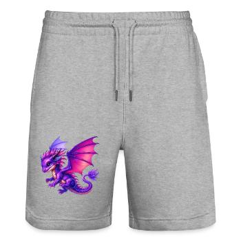 Drache - Stanley/Stella Unisex Bio Joggingshorts Trainer  - Grau meliert - Vorne - Nik (191cm) & Marisol (170cm)