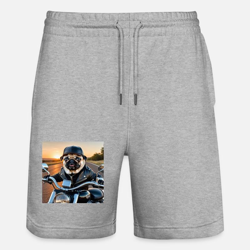 Hunde-Biker im Lederjacke Stil - Stanley/Stella Unisex Bio Joggingshorts Trainer  - Grau meliert