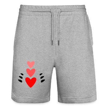 COEUR. MERCI. MAÎTRESSE. MAÎTRE. MERCI MAÎTRESSE. - Short de jogging bio TRAINER Stanley/Stella unisexe - gris chiné - Devant - Nik (191cm) & Marisol (170cm)