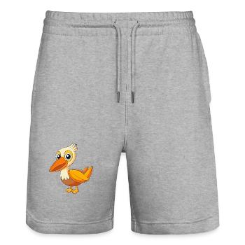 Pelican Cute Mascot Cartoon Character Kawaii - Stanley/Stella Trainer Unisex Organic Jogging Shorts - heather grey - Front - Nik (191cm) & Marisol (170cm)