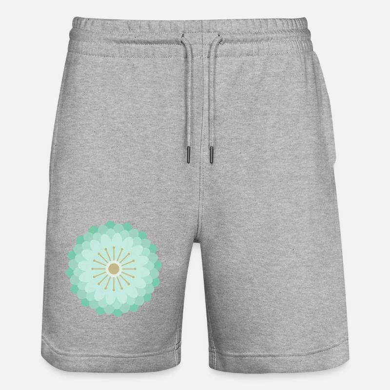 Vert menthe et fleur dorée - Short de jogging bio TRAINER Stanley/Stella unisexe - gris chiné